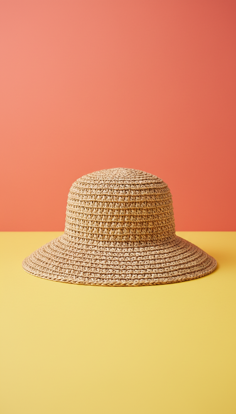 Woven raffia sun hat with wide brim
