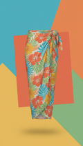 Tropical patterned sarong wrap with lightweight rayon